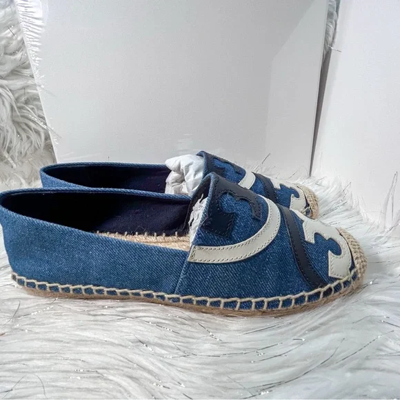 Tory Burch Blue and White Espadrilles